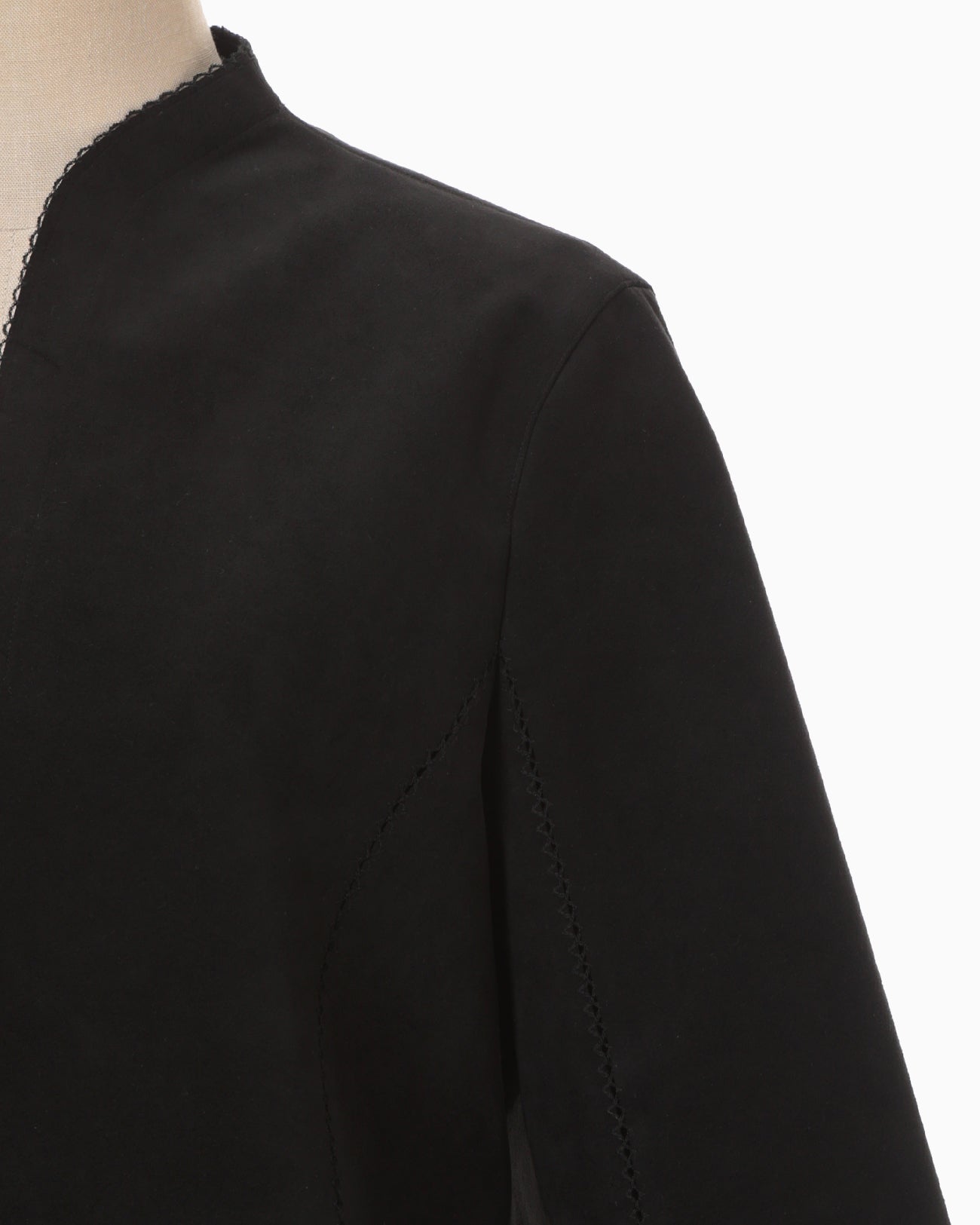 Synthetic Leather Fancy Ftitch Top - black × black