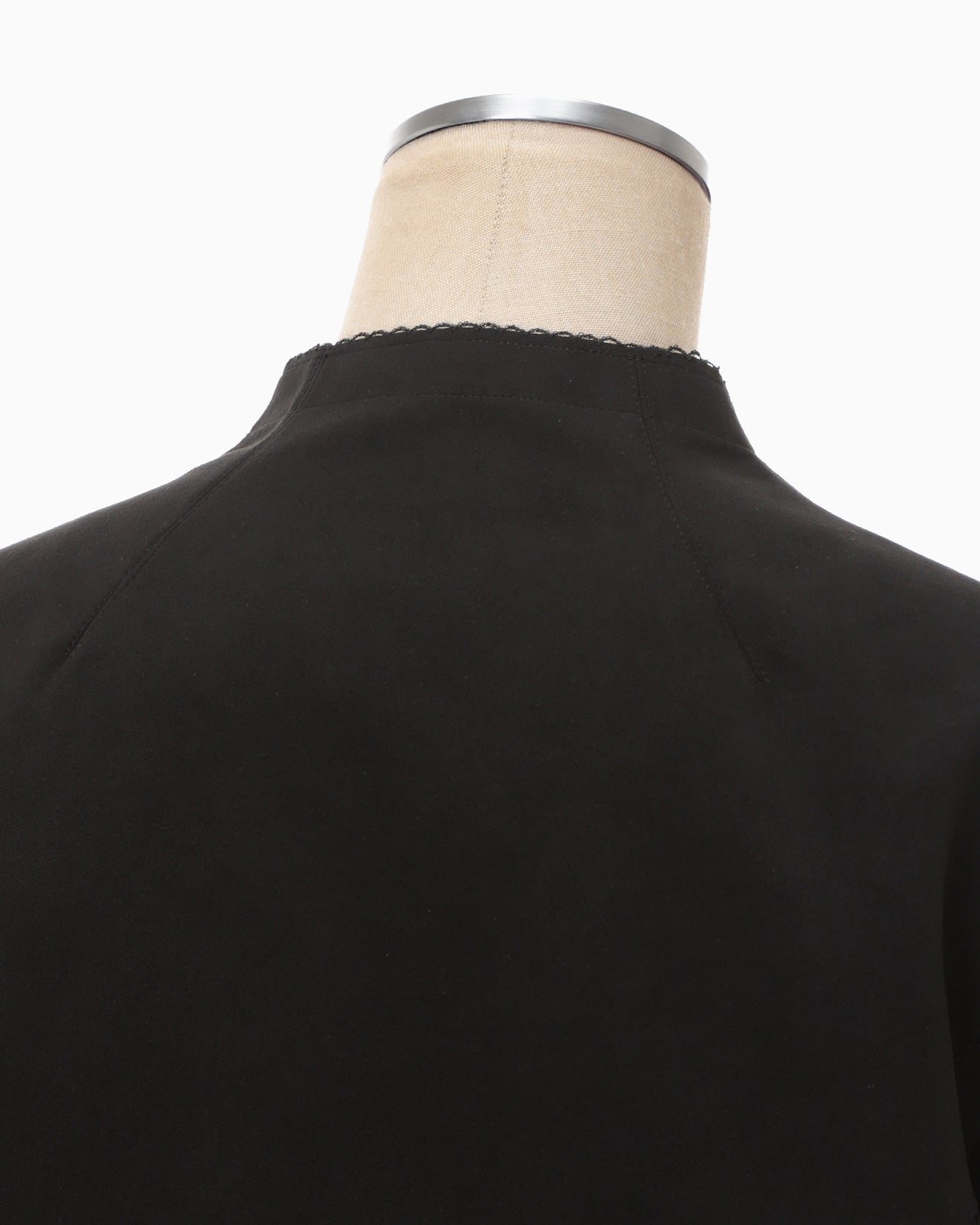 Synthetic Leather Fancy Ftitch Top - black × black