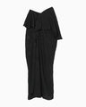 Floral Jacquard Asymmetry Drape Skirt - black