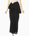 Floral Jacquard Asymmetry Drape Skirt - black