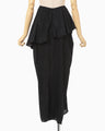 Floral Jacquard Asymmetry Drape Skirt - black