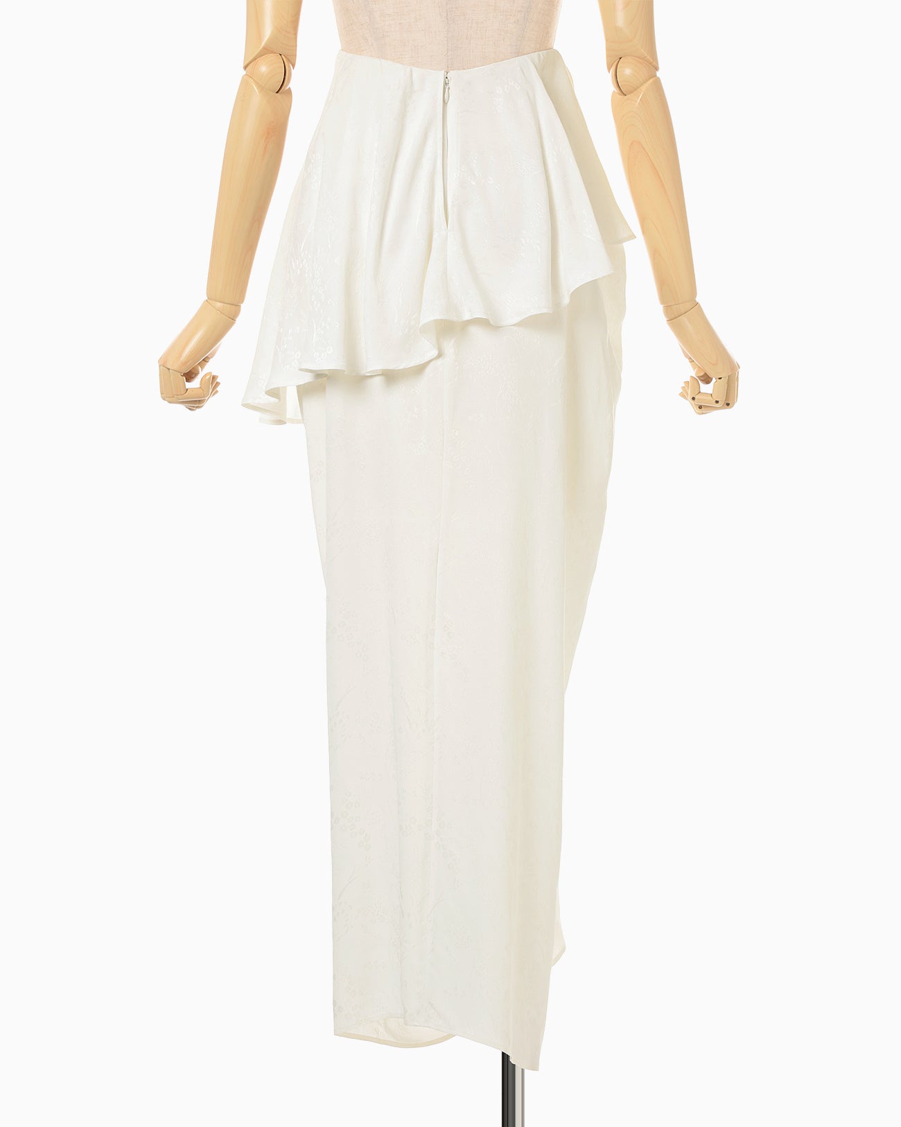 Floral Jacquard Asymmetry Drape Skirt - ecru