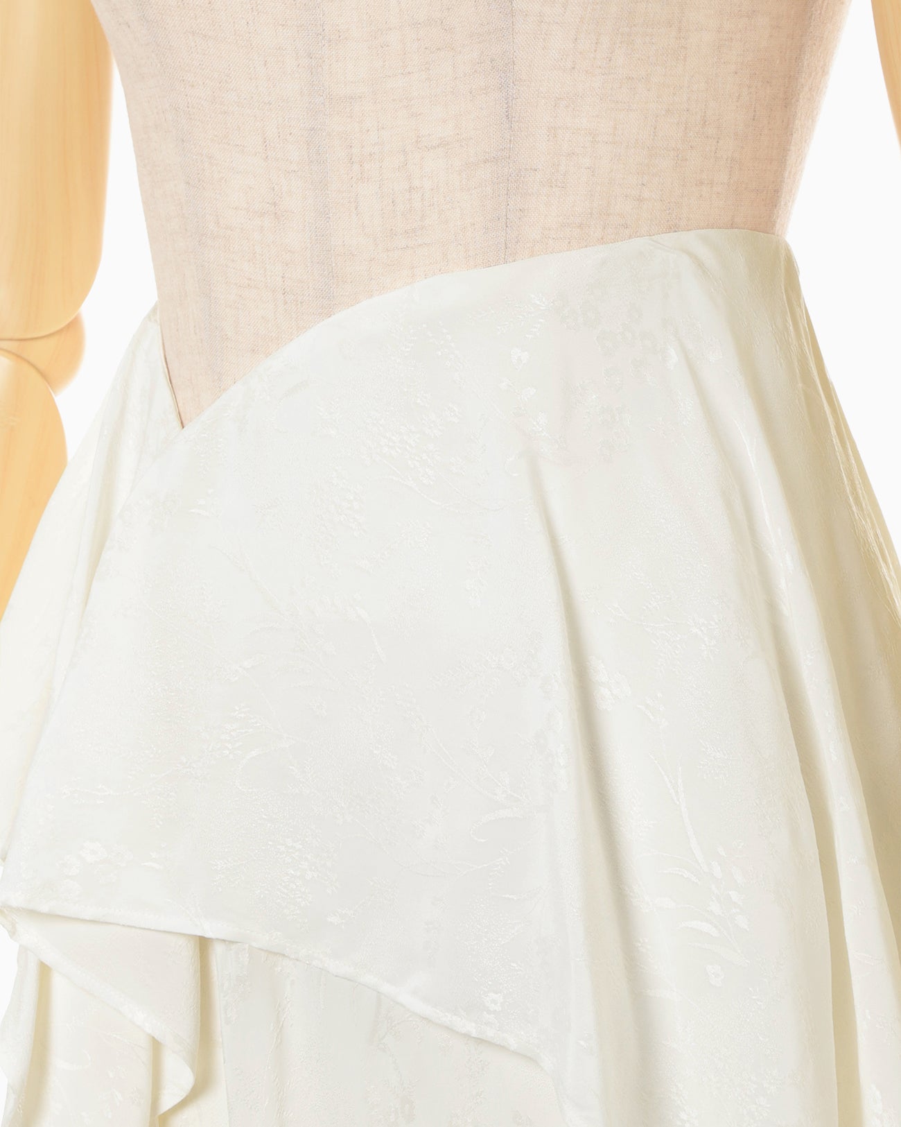 Floral Jacquard Asymmetry Drape Skirt - ecru