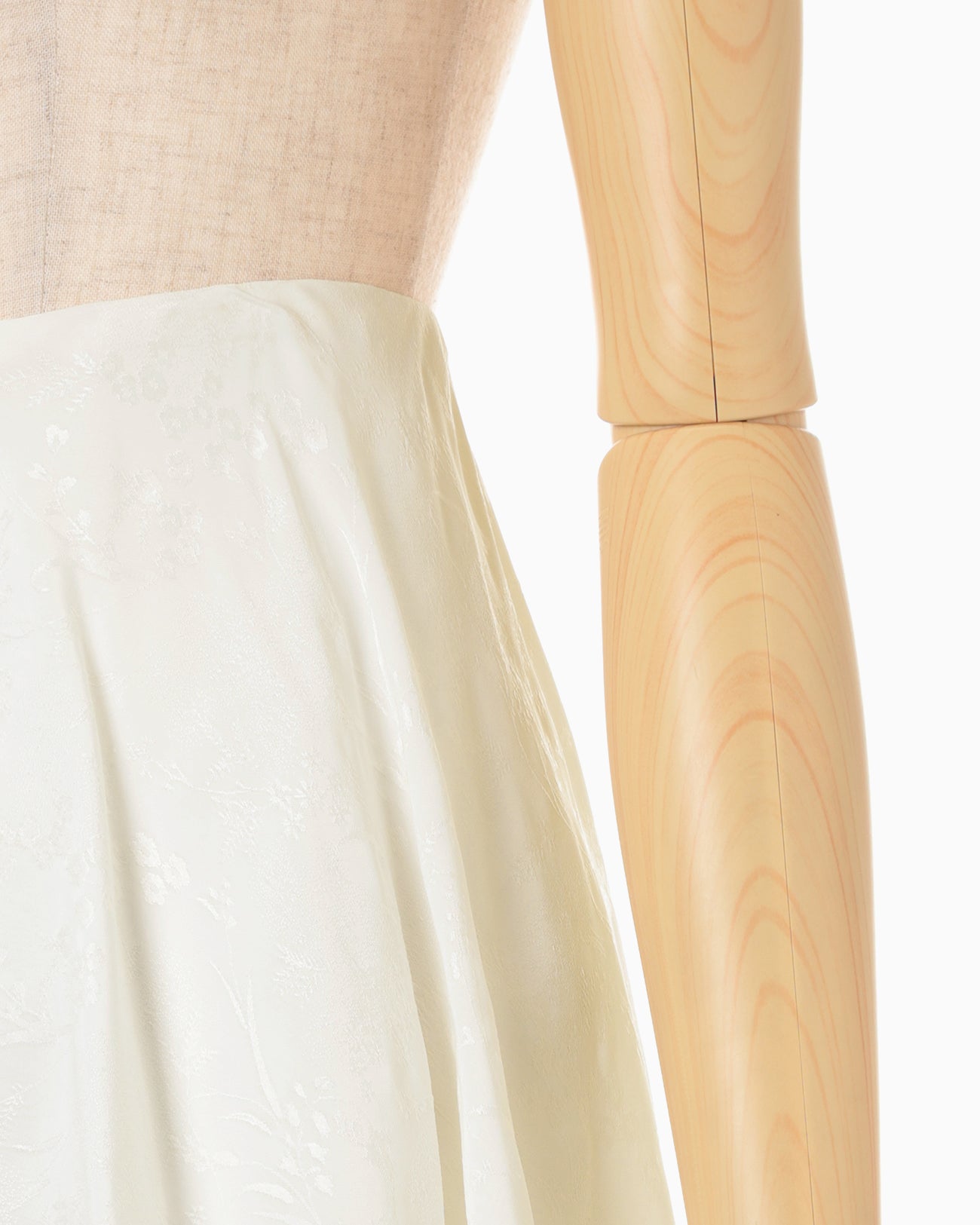 Floral Jacquard Asymmetry Drape Skirt - ecru