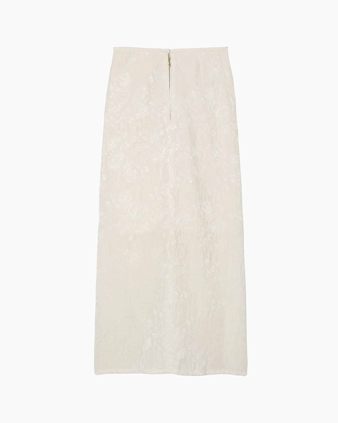 Floral Jacquard Back Drape Skirt - ecru