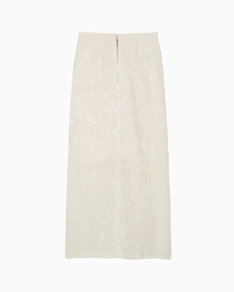 Floral Jacquard Back Drape Skirt - ecru