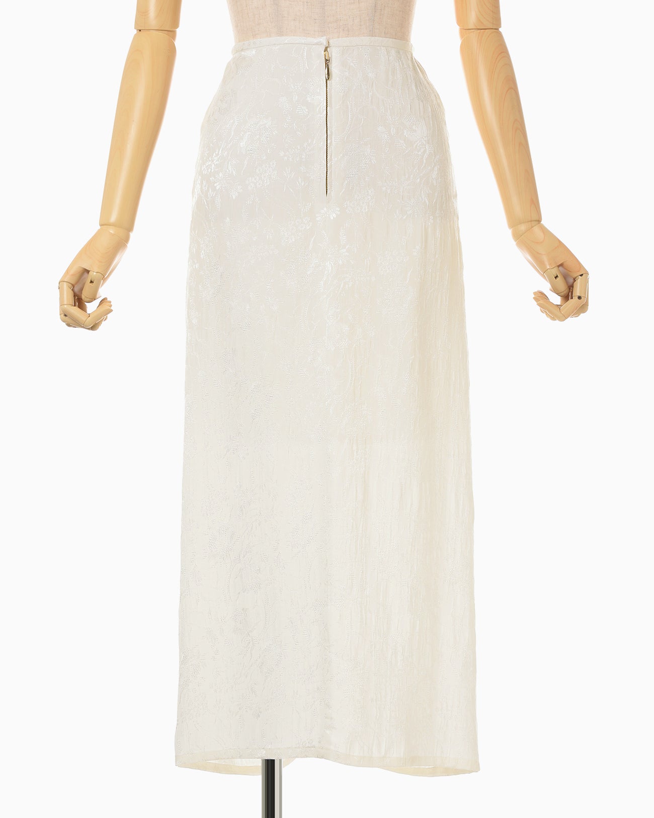 Floral Jacquard Back Drape Skirt - ecru