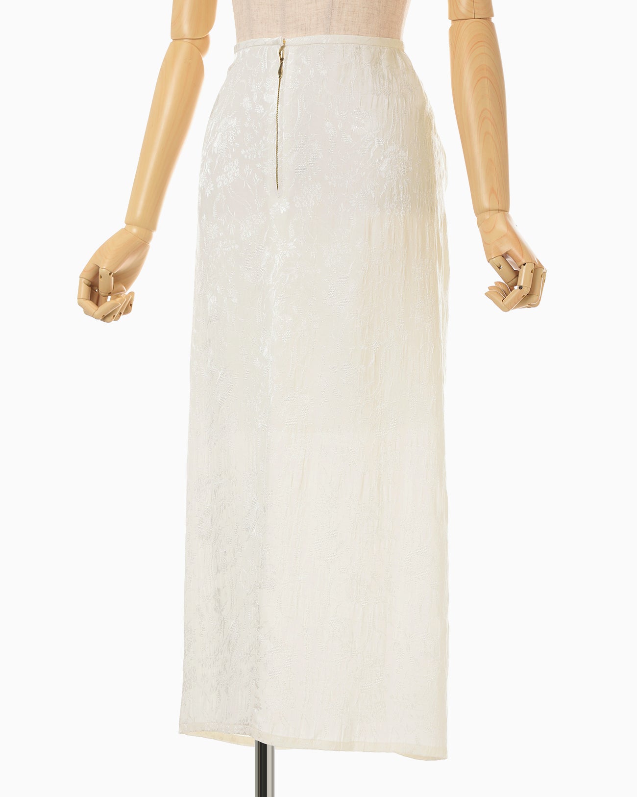 Floral Jacquard Back Drape Skirt - ecru