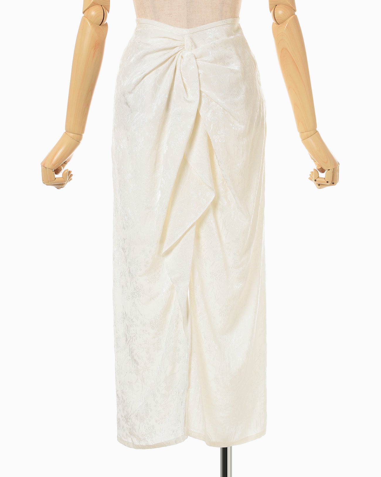 Floral Jacquard Back Drape Skirt - ecru