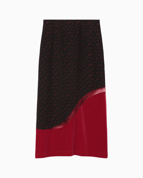 Cupro Triacetate Floral Jacquard Skirt - black