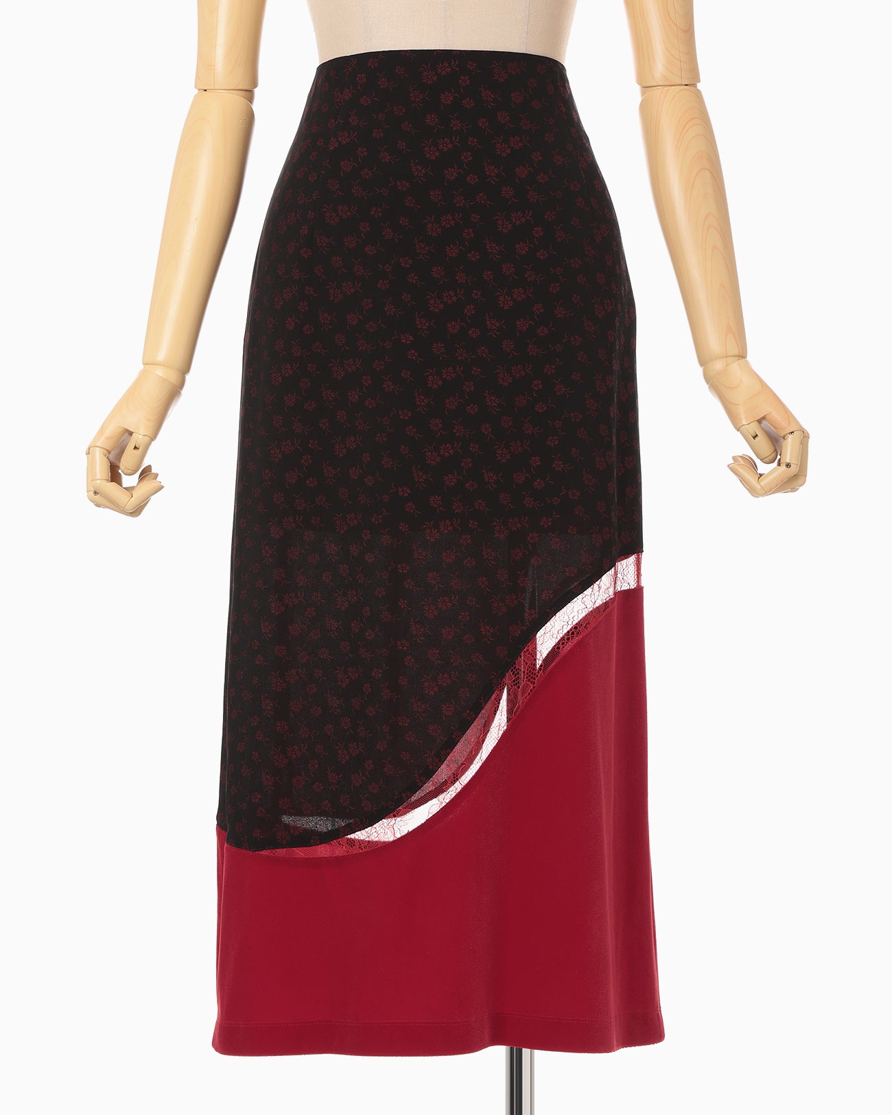 Cupro Triacetate Floral Jacquard Skirt - black