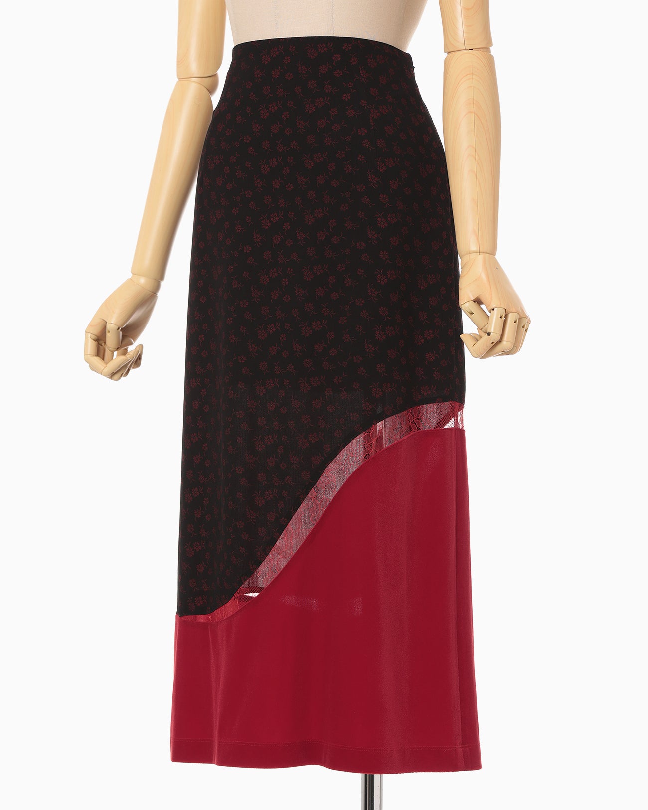 Cupro Triacetate Floral Jacquard Skirt - black