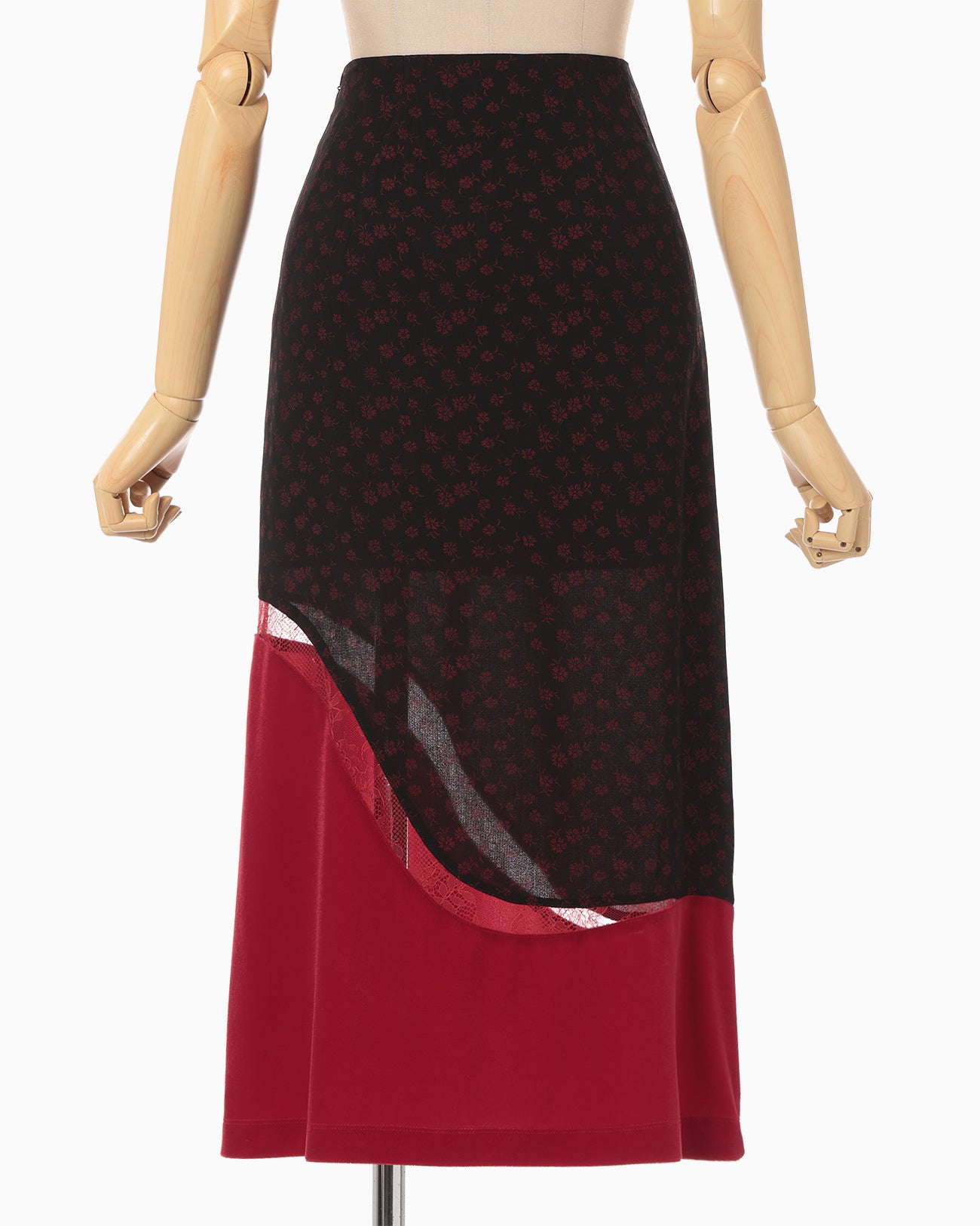 Cupro Triacetate Floral Jacquard Skirt - black
