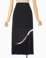 Cupro Triacetate Floral Jacquard Skirt - navy