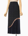 Cupro Triacetate Floral Jacquard Skirt - navy
