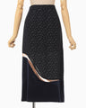Cupro Triacetate Floral Jacquard Skirt - navy