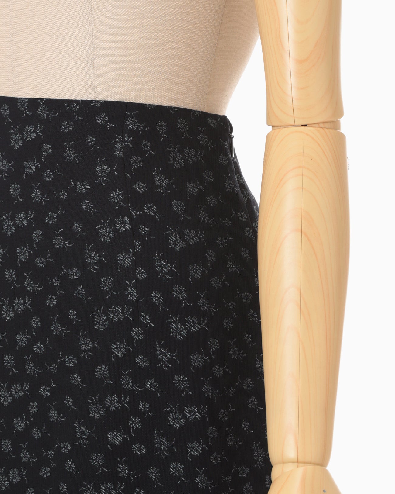 Cupro Triacetate Floral Jacquard Skirt - navy