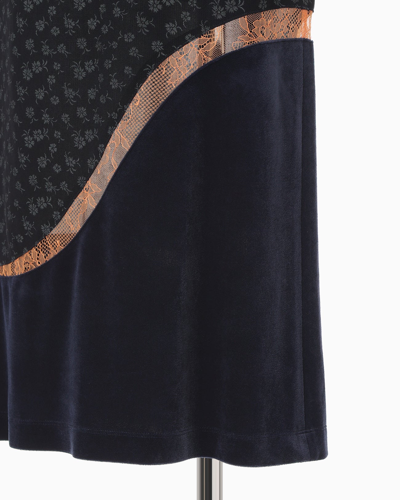 Cupro Triacetate Floral Jacquard Skirt - navy