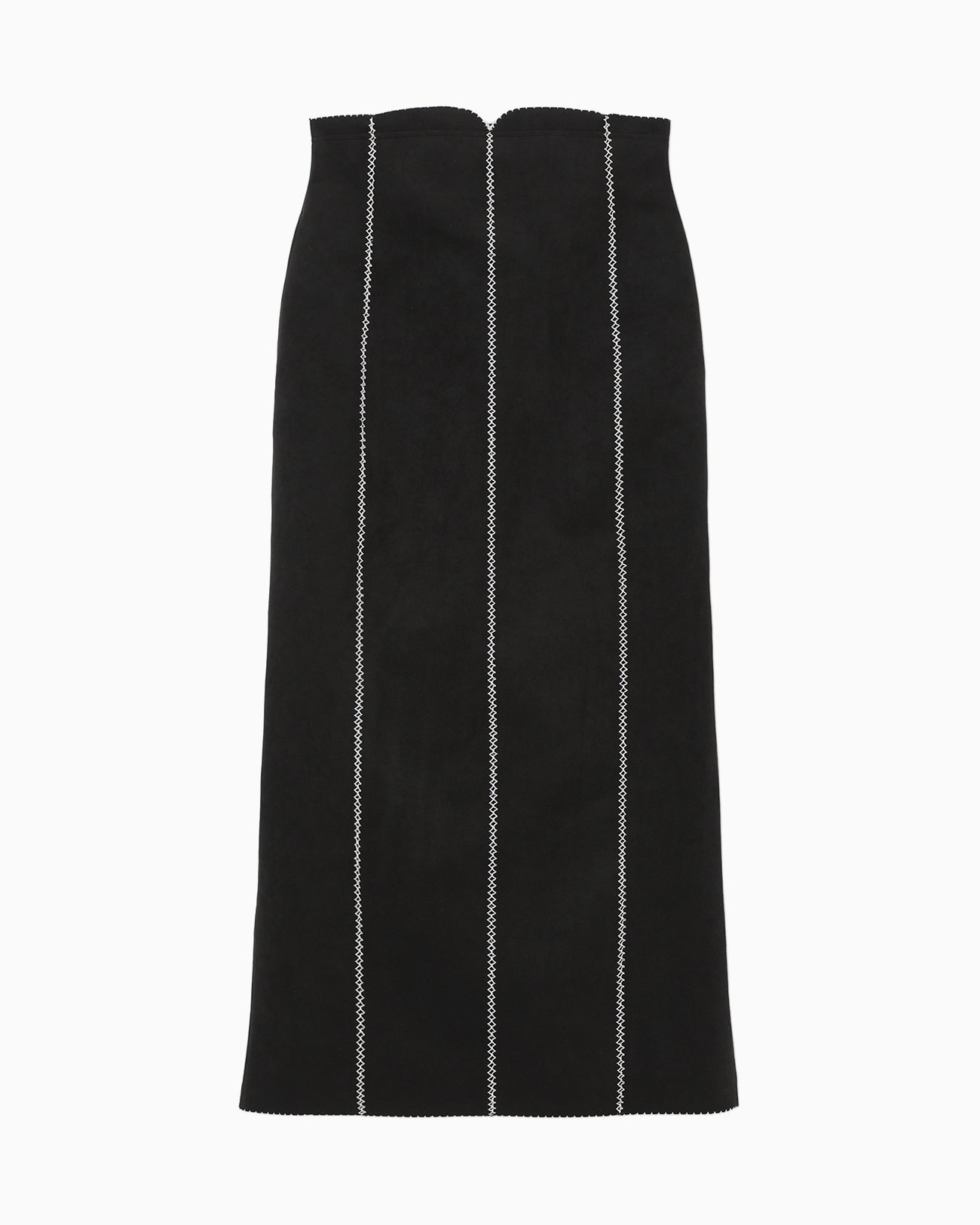 Synthetic Leather Fancy Ftitch High Waisted Skirt - black