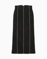 Synthetic Leather Fancy Ftitch High Waisted Skirt - black