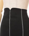 Synthetic Leather Fancy Ftitch High Waisted Skirt - black
