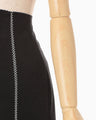 Synthetic Leather Fancy Ftitch High Waisted Skirt - black