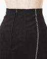 Synthetic Leather Fancy Ftitch High Waisted Skirt - black