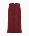 Synthetic Leather Fancy Ftitch High Waisted Skirt - bordeaux