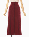 Synthetic Leather Fancy Ftitch High Waisted Skirt - bordeaux