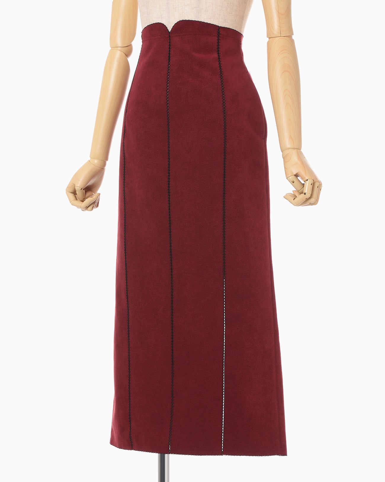 メストクレマ Synthetic Leather Fancy Ftitch High Waisted Skirt - bordeaux