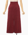 Synthetic Leather Fancy Ftitch High Waisted Skirt - bordeaux
