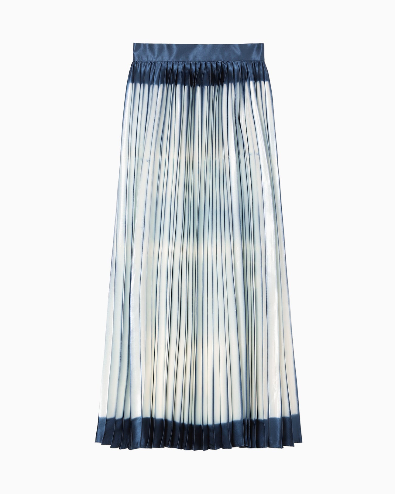Itajime Shibori Pleated Skirt - navy