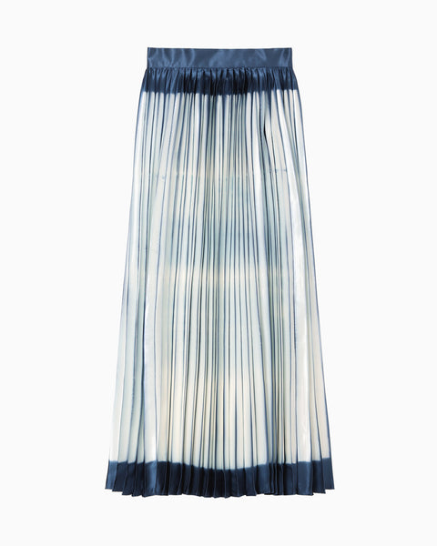 Itajime Shibori Pleated Skirt - navy