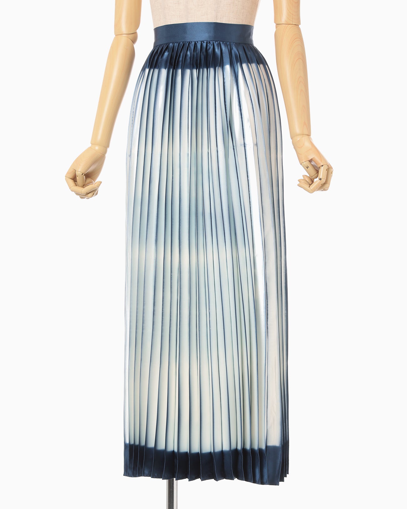 Itajime Shibori Pleated Skirt - navy