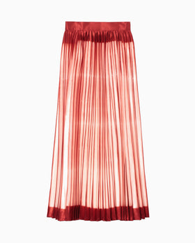 Itajime Shibori Pleated Skirt - red