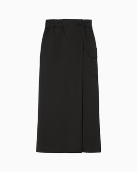 Triacetate Satin Military Style Skirt - black