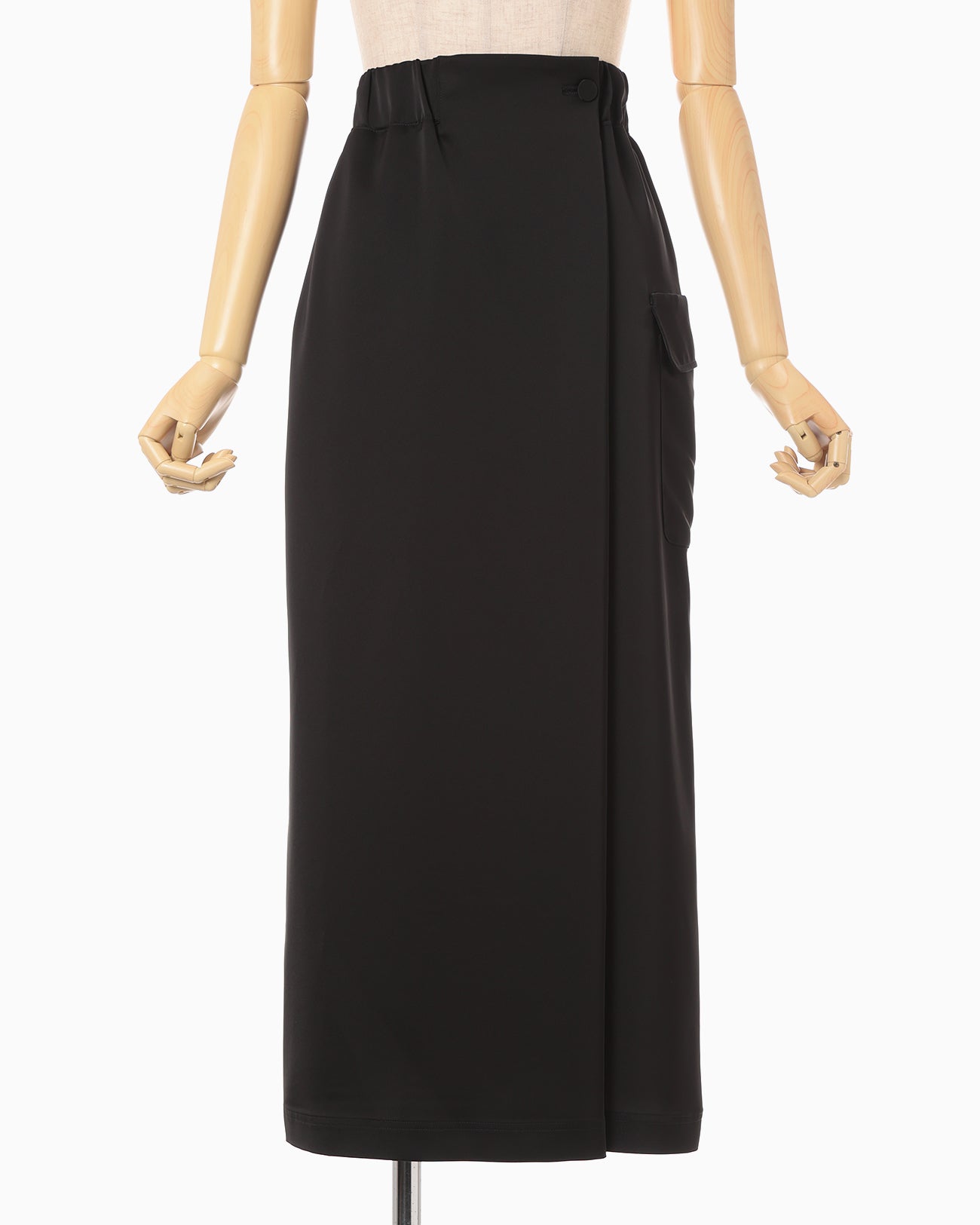 Triacetate Satin Military Style Skirt - black