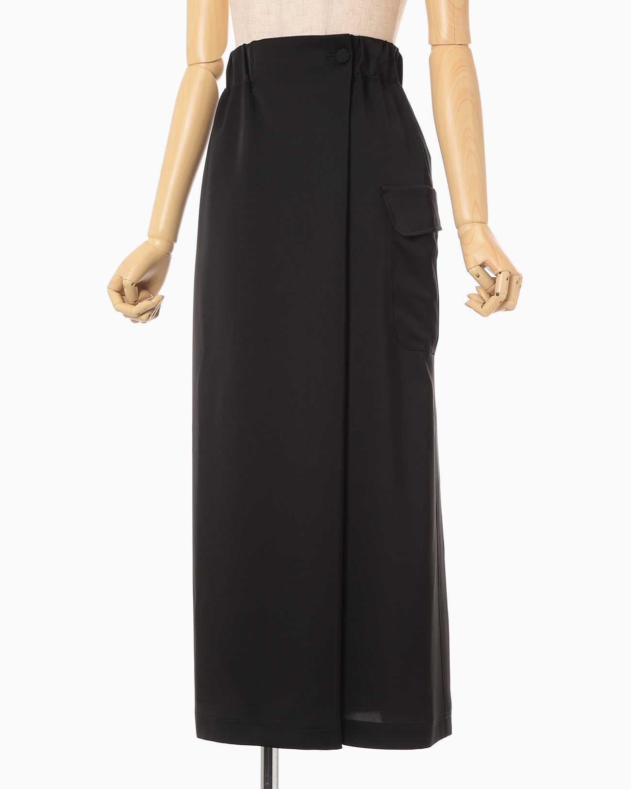 Triacetate Satin Military Style Skirt - black