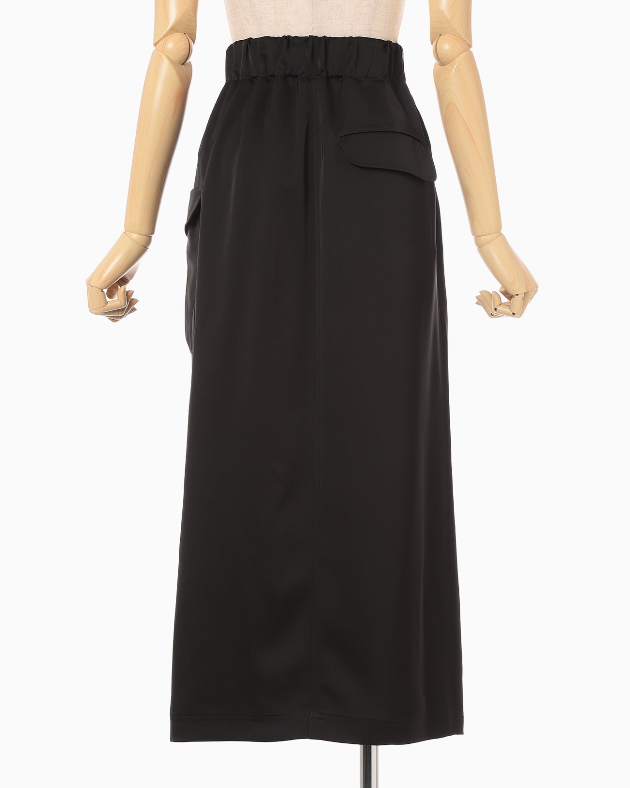 Triacetate Satin Military Style Skirt - black
