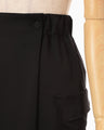 Triacetate Satin Military Style Skirt - black