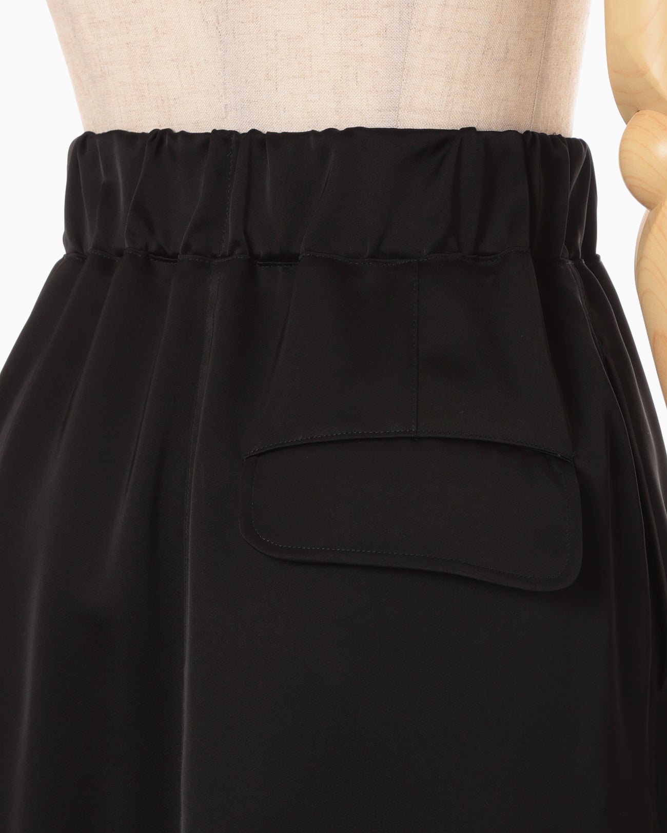 Triacetate Satin Military Style Skirt - black