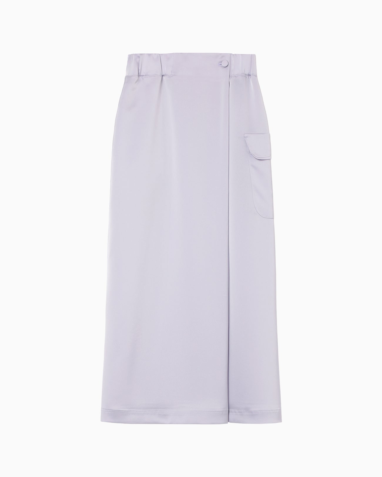 Triacetate Satin Military Style Skirt - purple