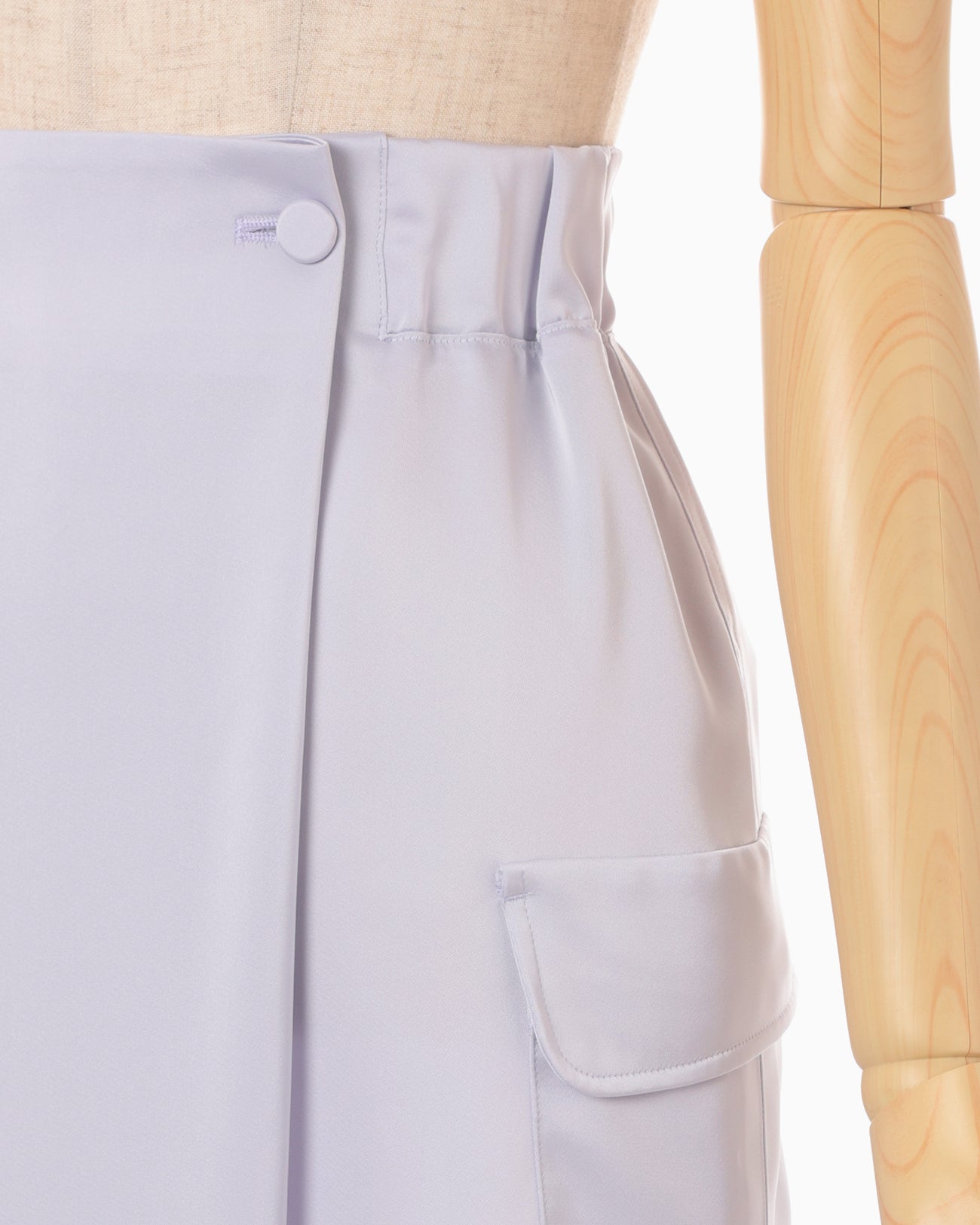 Triacetate Satin Military Style Skirt - purple