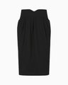 Wool Georgette High Waisted Skirt - black