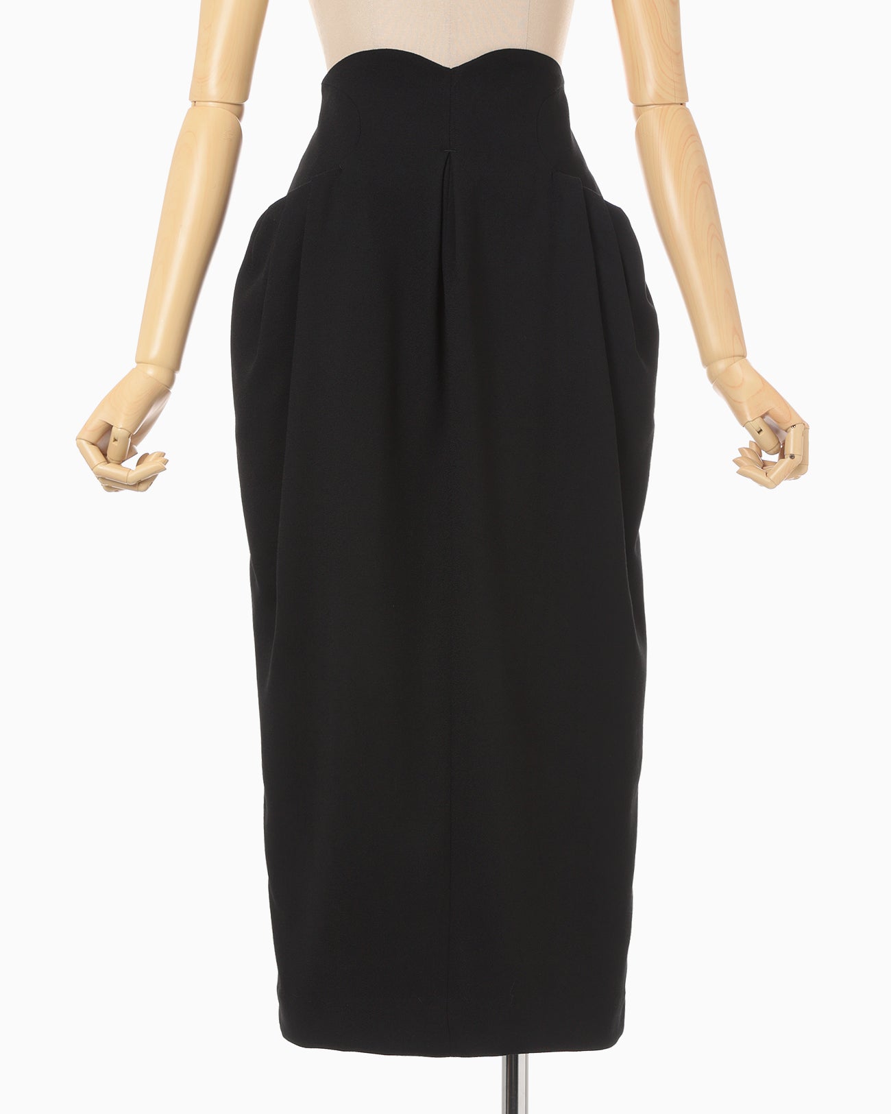 Wool Georgette High Waisted Skirt - black