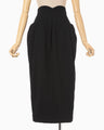 Wool Georgette High Waisted Skirt - black