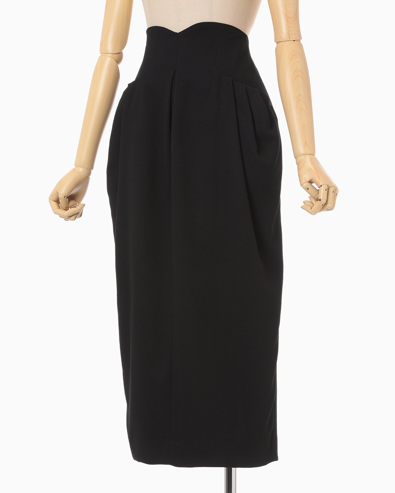 Wool Georgette High Waisted Skirt - black