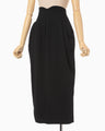 Wool Georgette High Waisted Skirt - black