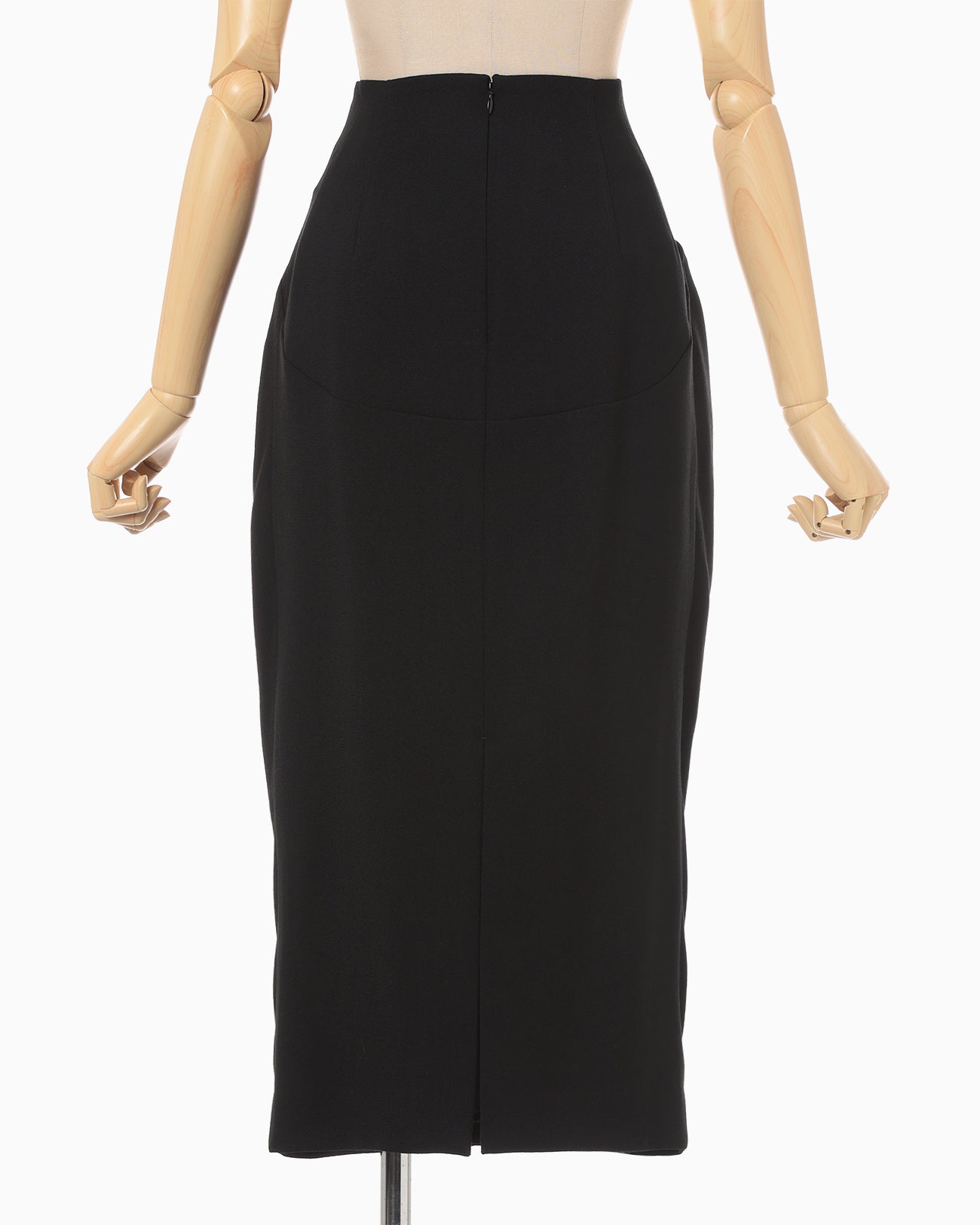 Wool Georgette High Waisted Skirt - black
