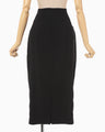 Wool Georgette High Waisted Skirt - black